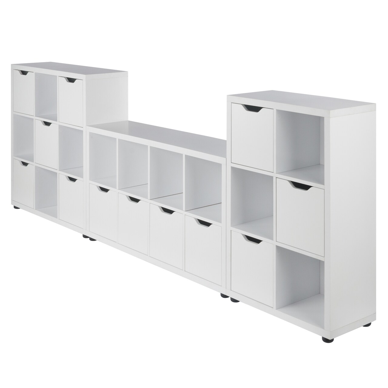 Contemporary Home Living 3-Piece Wooden Storage Cabinet with Shelves - 48.25" - White